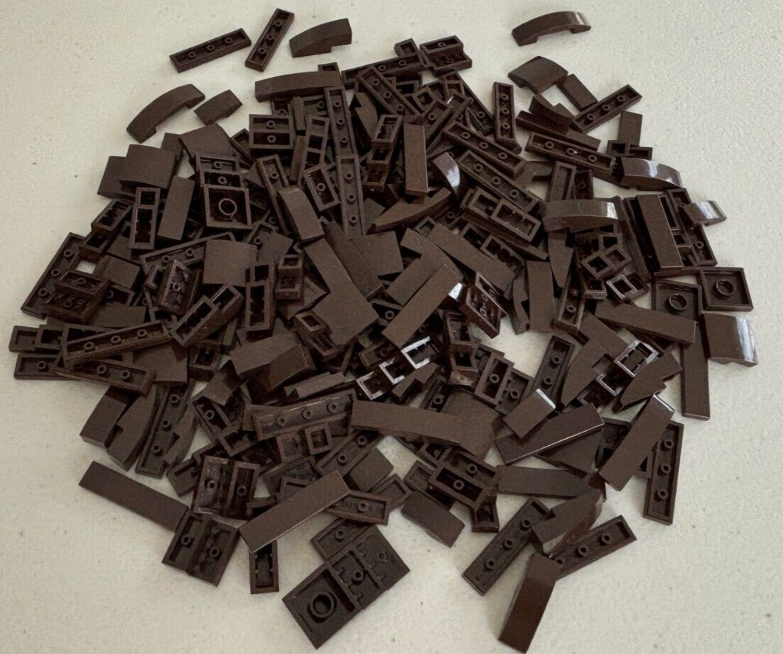 SHIPS FREE!! LEGO Lot of 60 DARK BROWN 2x2 1x4 1x2 Finishing Smooth Tile, Curved