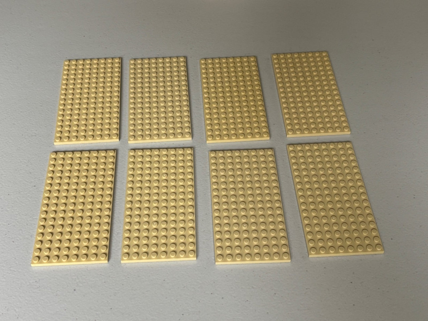 LEGO BULK LOT of 8 TAN 8X16 8 x 16 STUD BASE PLATES 92438 5" x 2.5"