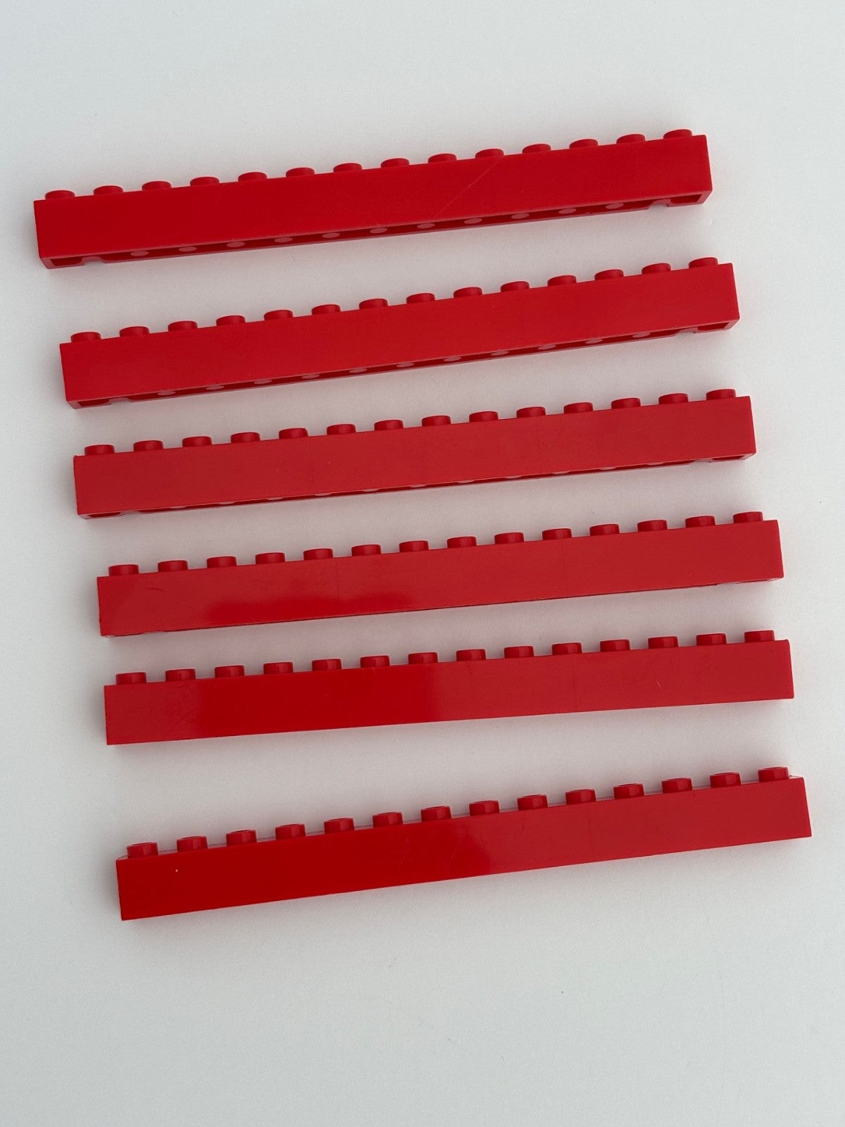 LEGO Part 4217 RED Lot of 6 Brick, Modified 1 x 14 with Groove Garage Door Rails