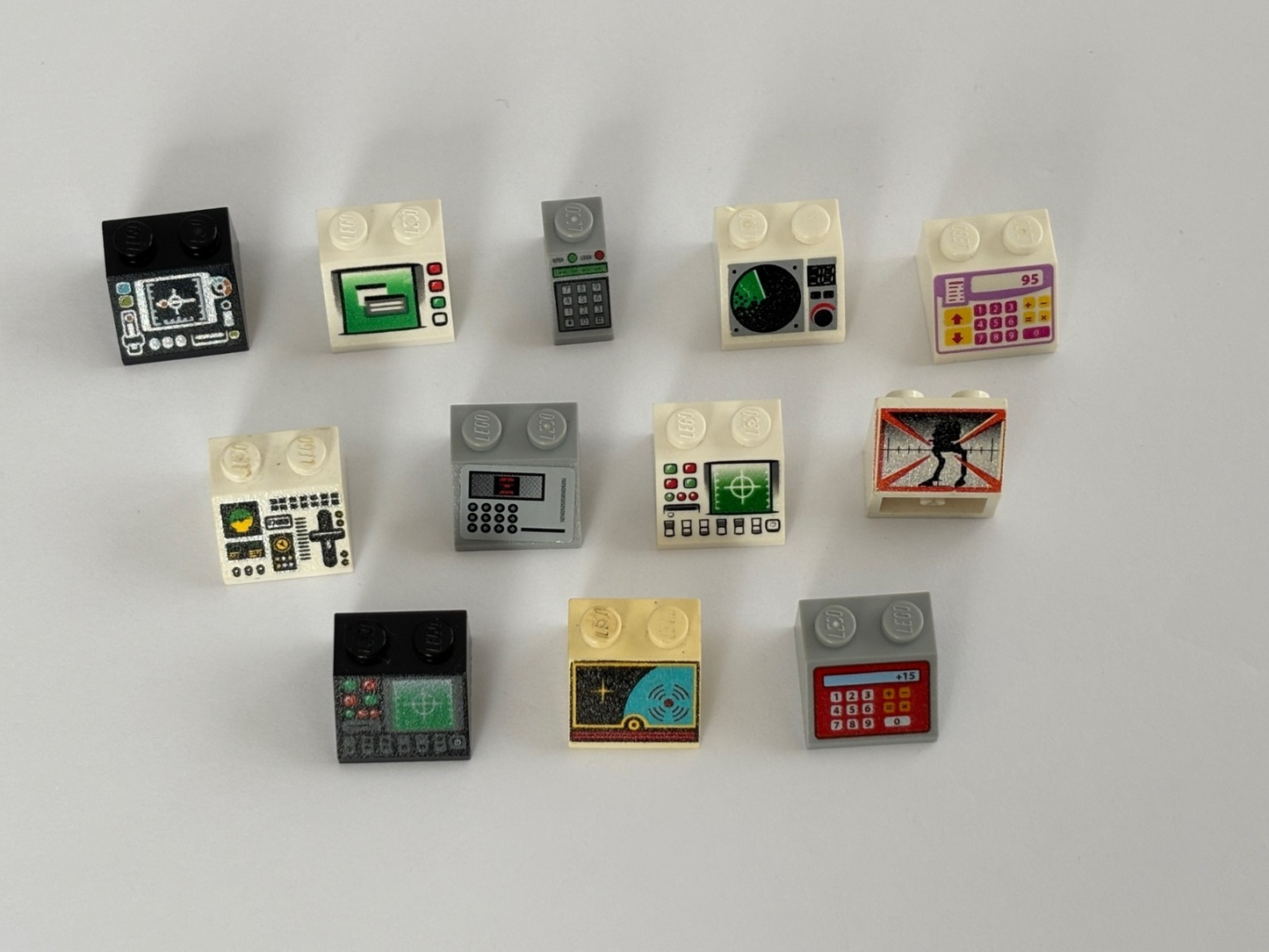 LEGO Lot of 12 Sloped Bricks printed pattern Control Panel Space Computer Reg (8