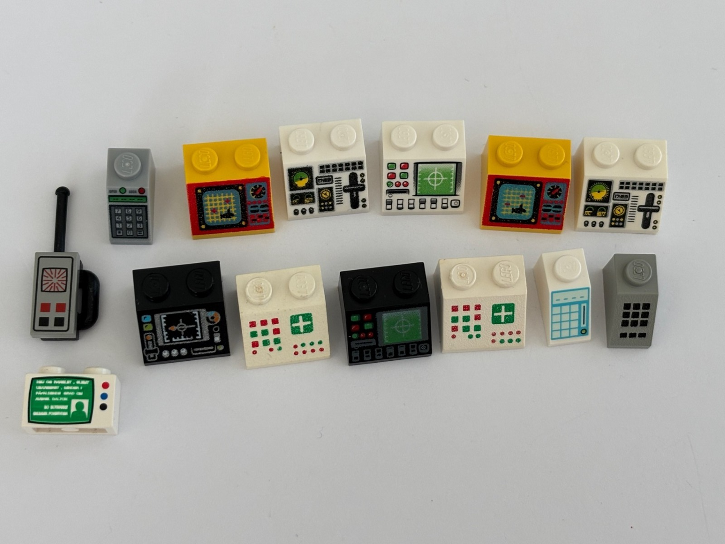 LEGO Lot of 12 Sloped Bricks printed pattern Control Panel Space Computer (#17)
