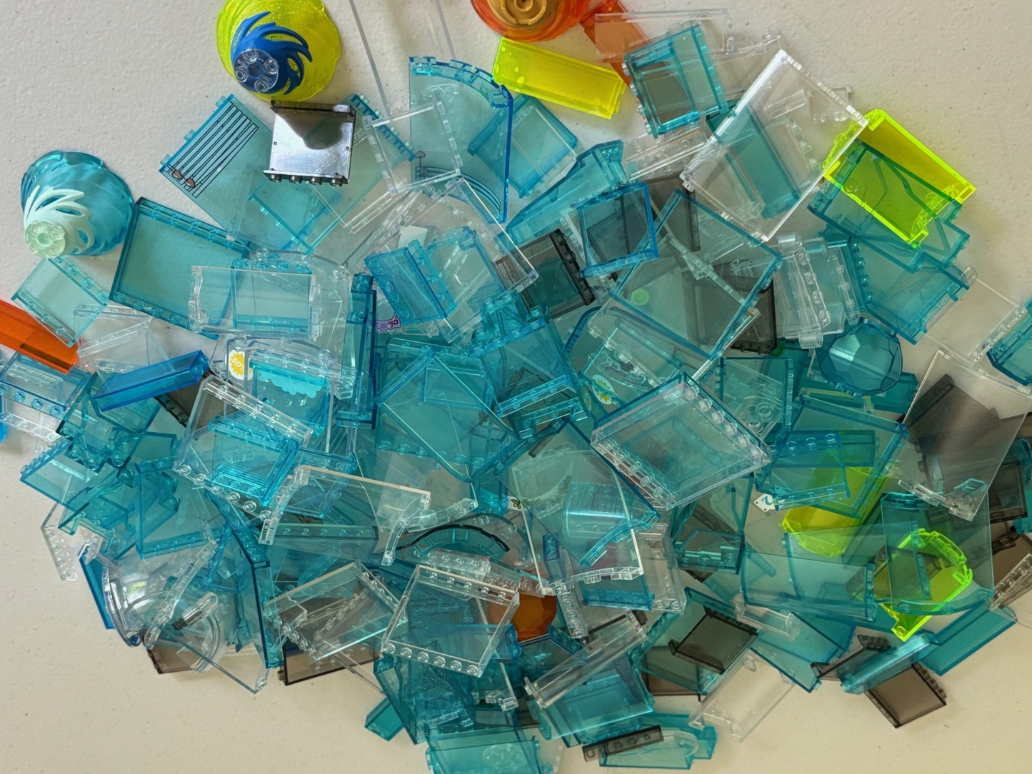 LEGO LOT OF 50 LARGE TRANSLUCENT PARTS WALL PANEL CYLINDER ROCK & MORE BIG PARTS