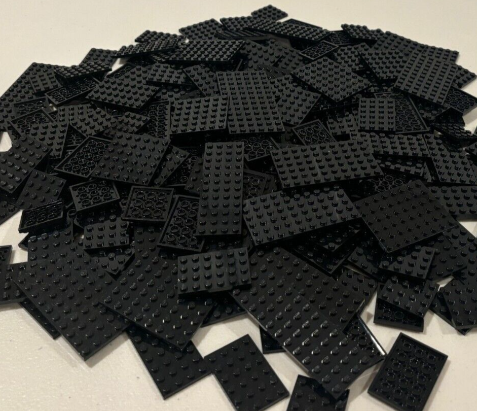 SHIPS FREE! Lot of 25 LEGO Black Random Size Baseplates Plate 4X8 4x12 6X10 ETC