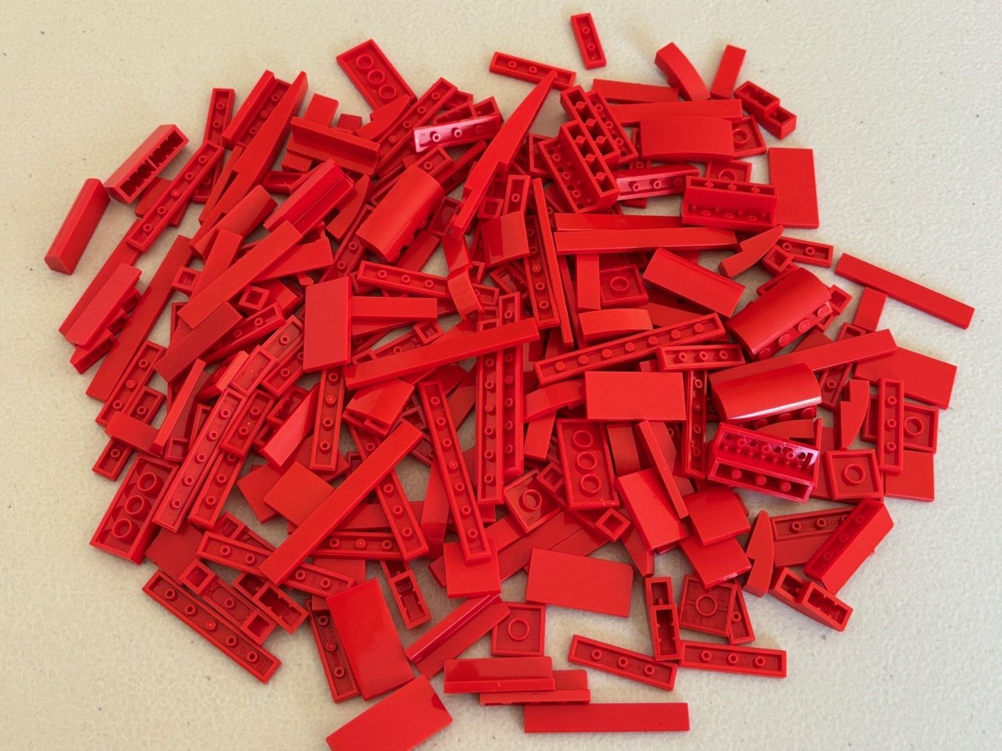 SHIPS FREE LEGO Lot (60) RED 2x2 2x4 1x4 1x6 1x8 4162 6636 Finishing Smooth Tile