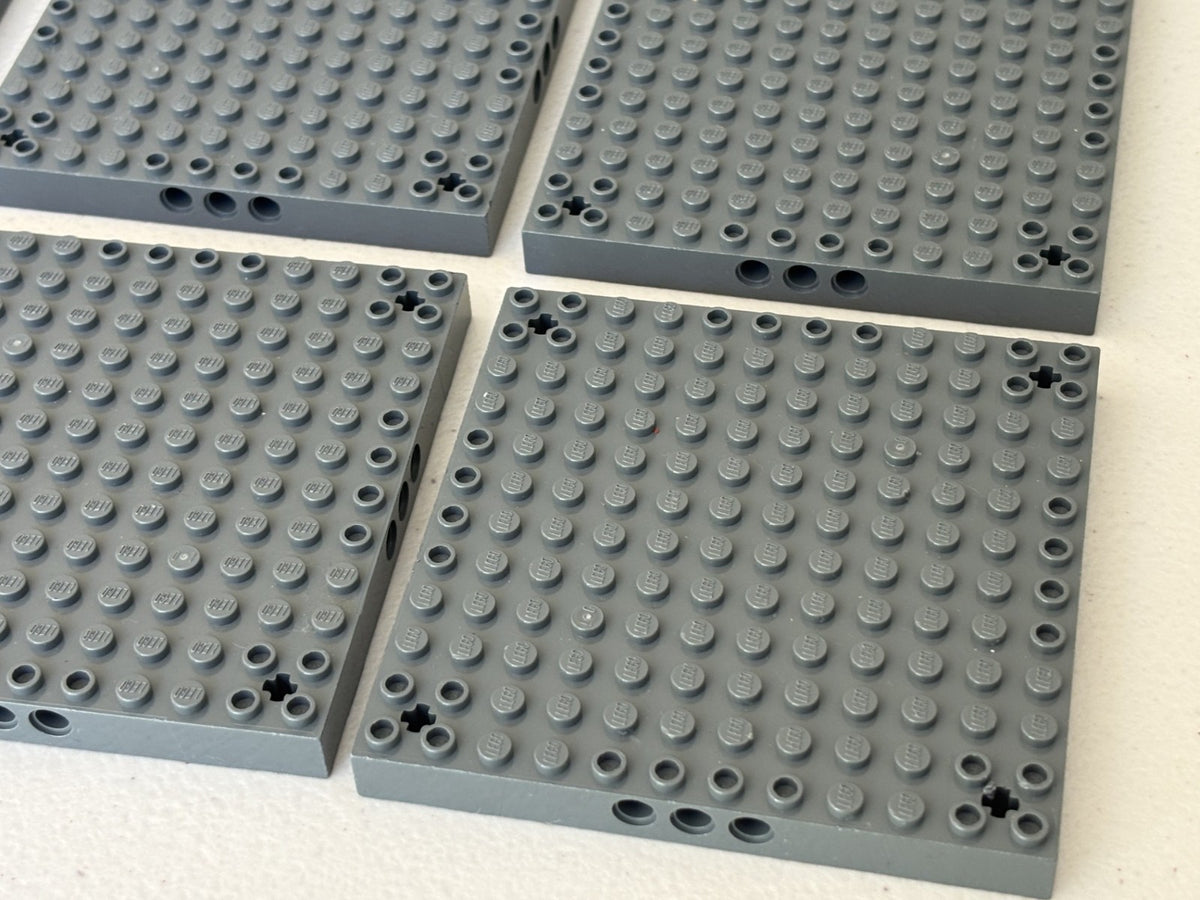 LEGO Brick 12x12 with Pin and Axle Holes Part 52040 Lot of 6 Dark Bluish Gray