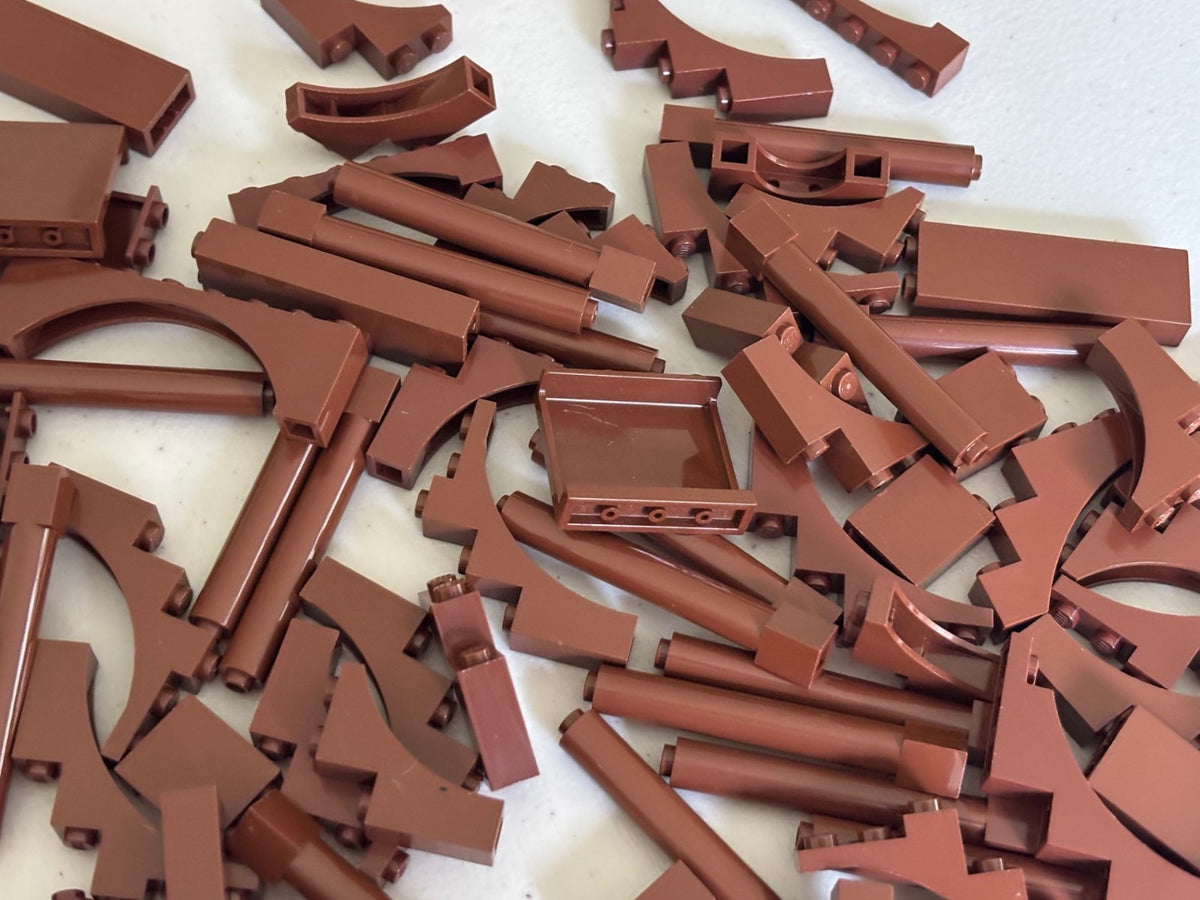 LEGO Lot of 50 REDDISH BROWN Castle Random Mix Arches Wall Panels Bricks Pillars