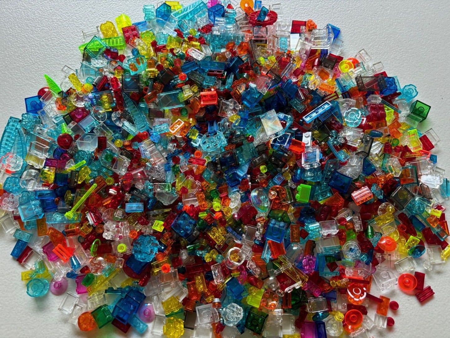 LEGO 300 + PIECE LOT TRANSPARENT TRANSLUCENT TRANS CLEAR BUILDING PIECES PARTS