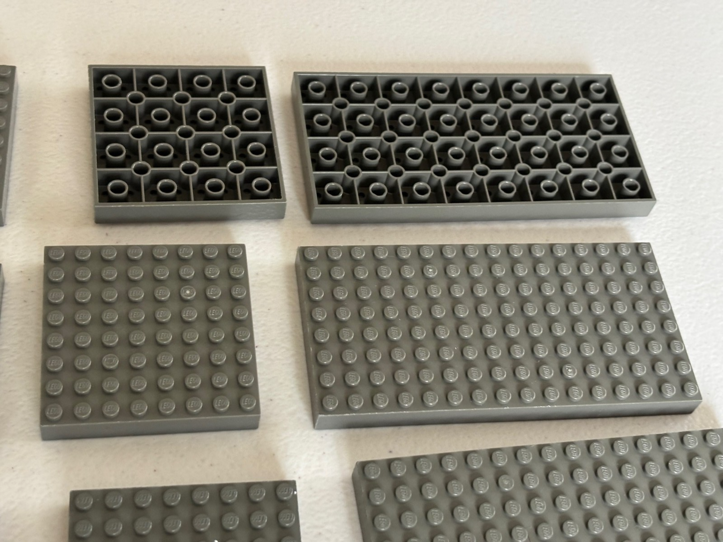 LEGO 12 Pieces Dark Gray Brick Thick Base Plates 8x16 8x8 Studs etc Castle (lotA