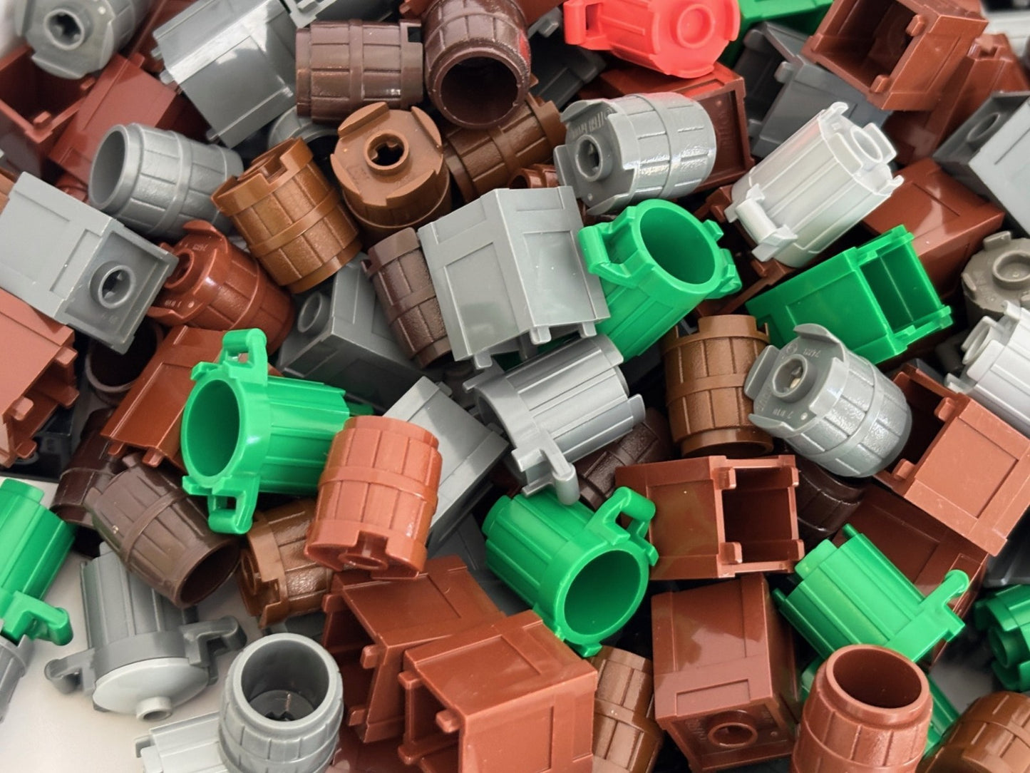LEGO Lot of 10 RANDOM Container Barrel Garbage Can Trash Recycling Bin City