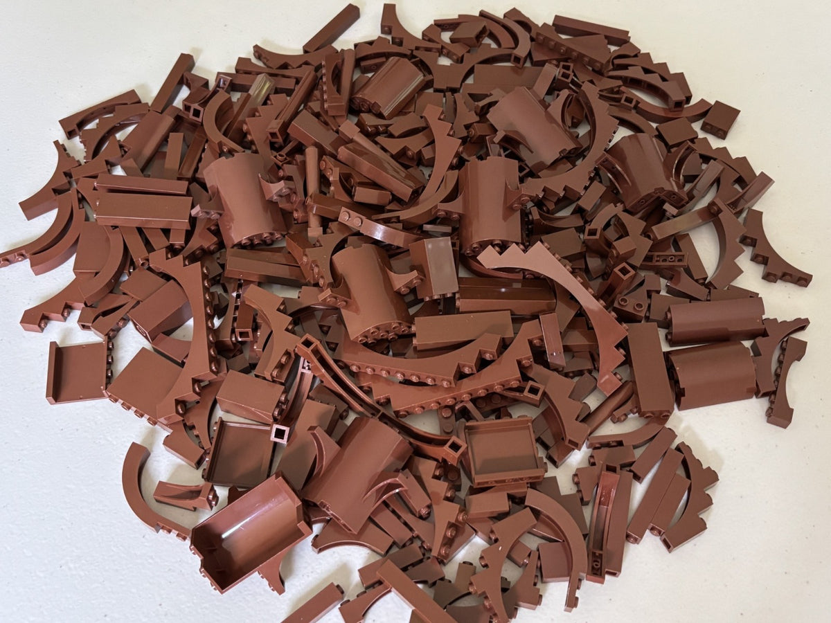 LEGO Lot of 50 REDDISH BROWN Castle Random Mix Arches Wall Panels Bricks Pillars