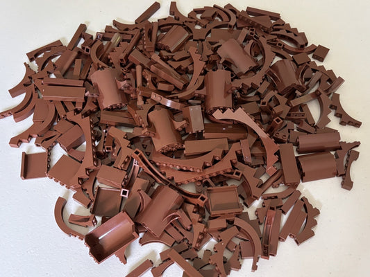 LEGO Lot of 50 REDDISH BROWN Castle Random Mix Arches Wall Panels Bricks Pillars