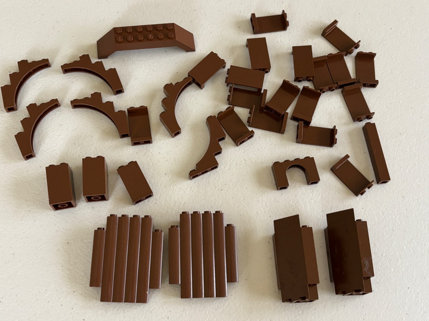 LEGO Lot of OLD VINTAGE BROWN PARTS Castle Mixed Arches Panels Bricks 30140 2345