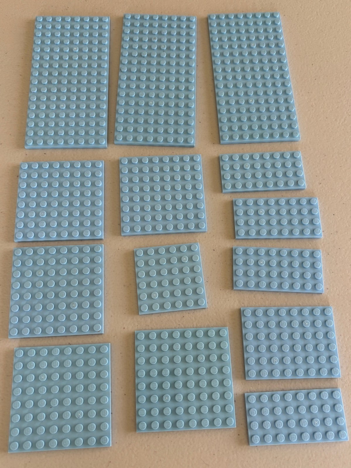 SHIPS FREE! Lot 14 BRIGHT LIGHT BLUE Baseplates Plate SIZES AS SHOWN RARE