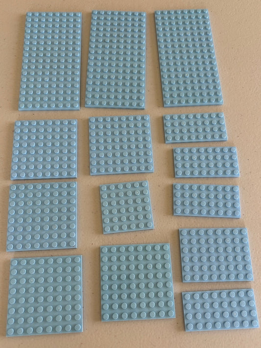 SHIPS FREE! Lot 14 BRIGHT LIGHT BLUE Baseplates Plate SIZES AS SHOWN RARE