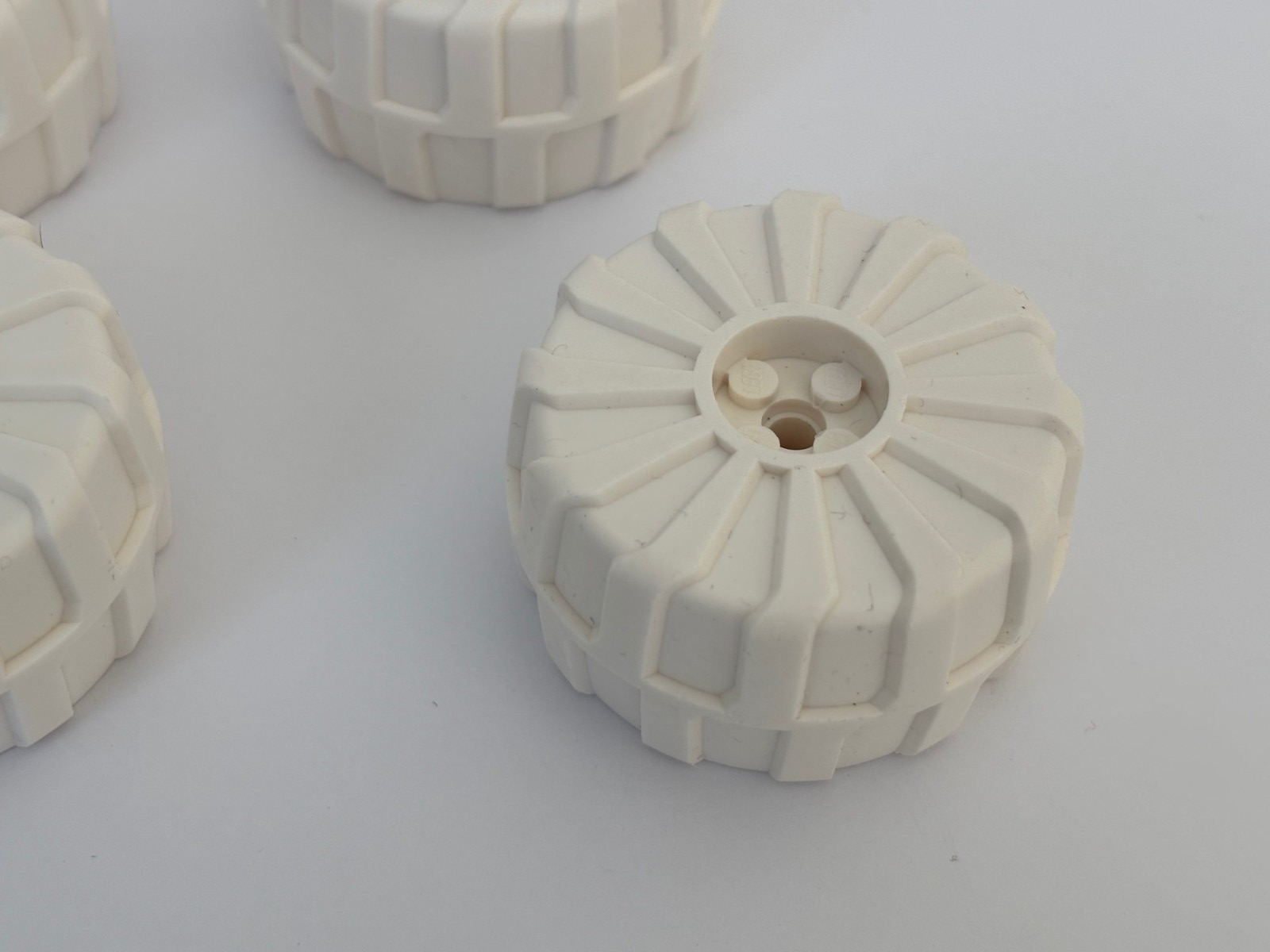 LEGO WHITE Large Hard Plastic Wheels Lot  of 4 -  Part 2515 - 54 mm x 30 mm