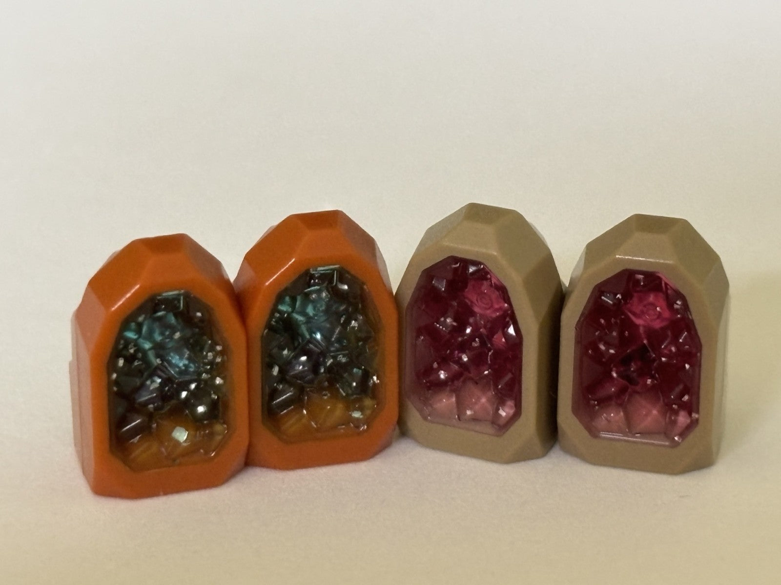 LEGO 1x1 Rock Crystals Geode Jewel Gems Dark Orange Dark Tan Lot of 4