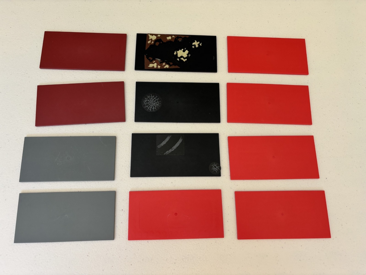 LEGO Lot of 12 8X16 Tile Smooth Flat Plate (90498) Gray Red Black Dark Red