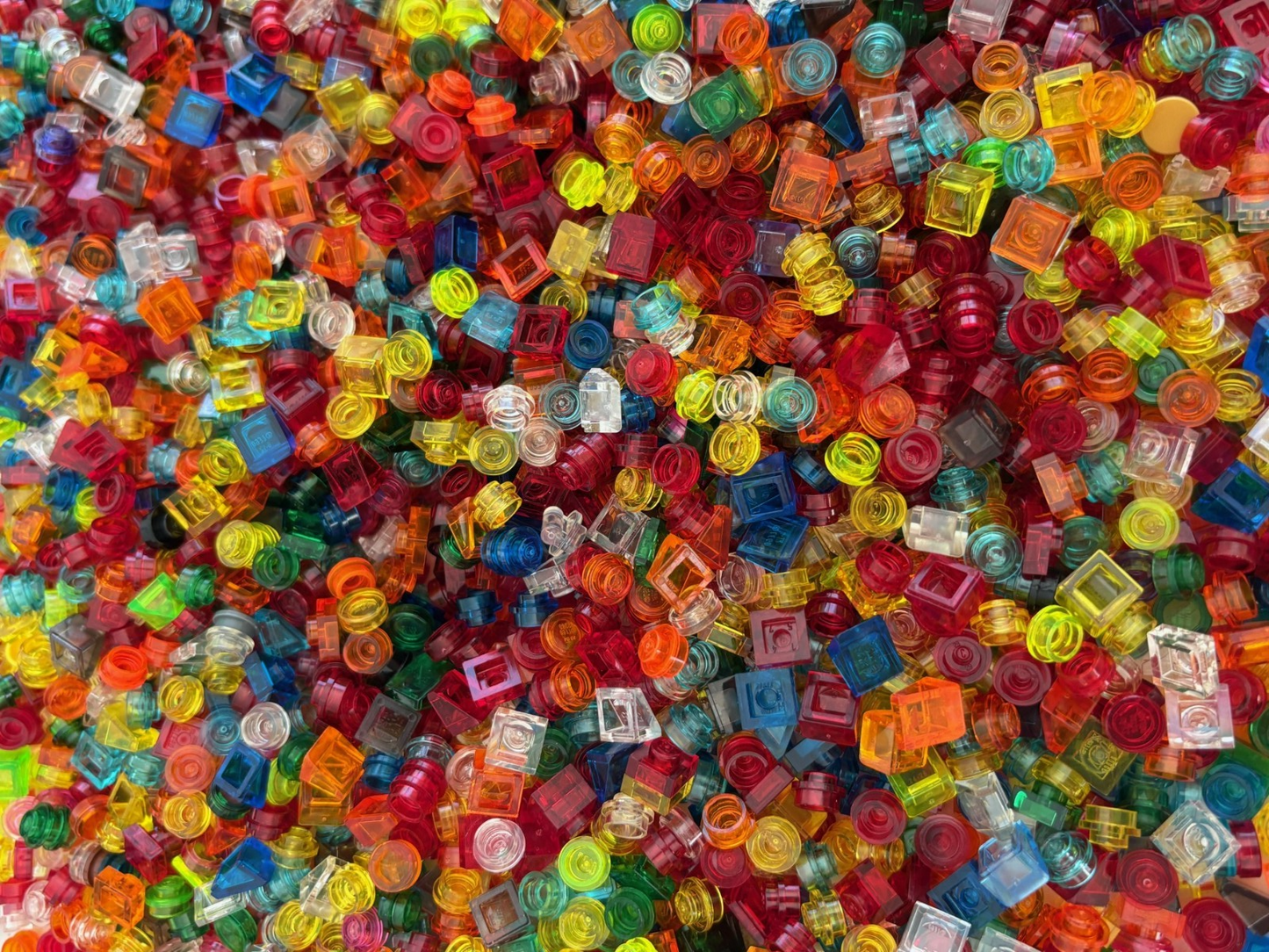 LEGO LOT 300 TRANSLUCENT 1x1 Round Square Plate Stud Dot Dots 4073 3024 Parts