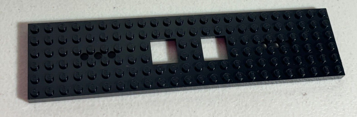 LEGO Lot of 5 Black Train Base 6x24 6 x 24 2 Square Cutouts 3 Round Holes 92340