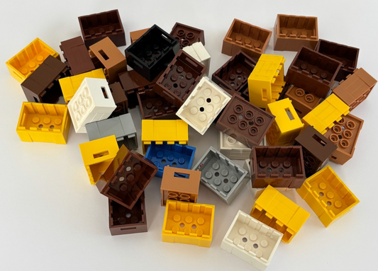 LEGO RANDOM BULK Lot 20 Yellow Brown Gray White etc Crate 3 x 4 x 1 2/3 30150