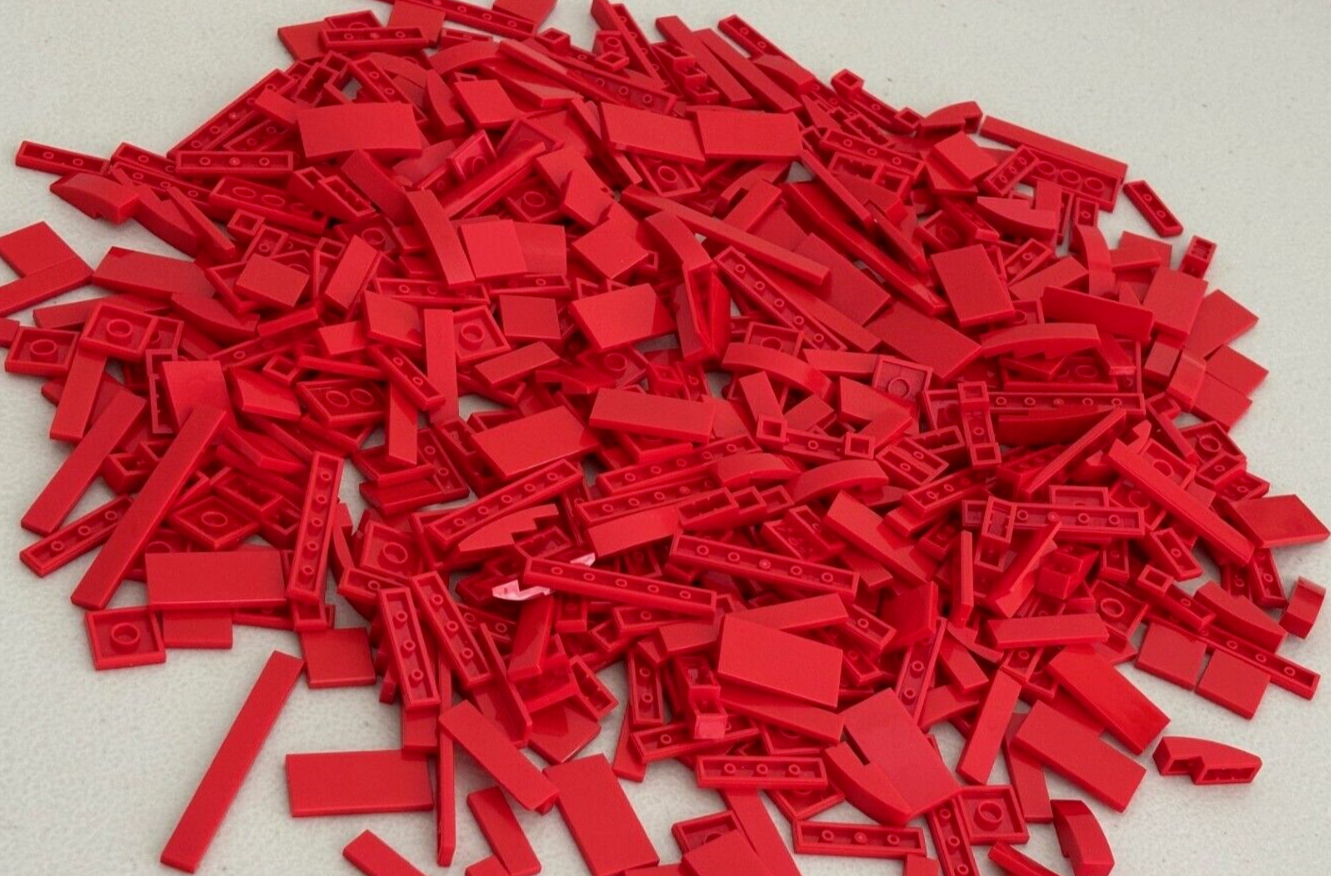 SHIPS FREE!! HUGE LEGO LOT of 120 RED 2x2 2x4 1x4 1x6 1x8 Finishing Smooth Tiles