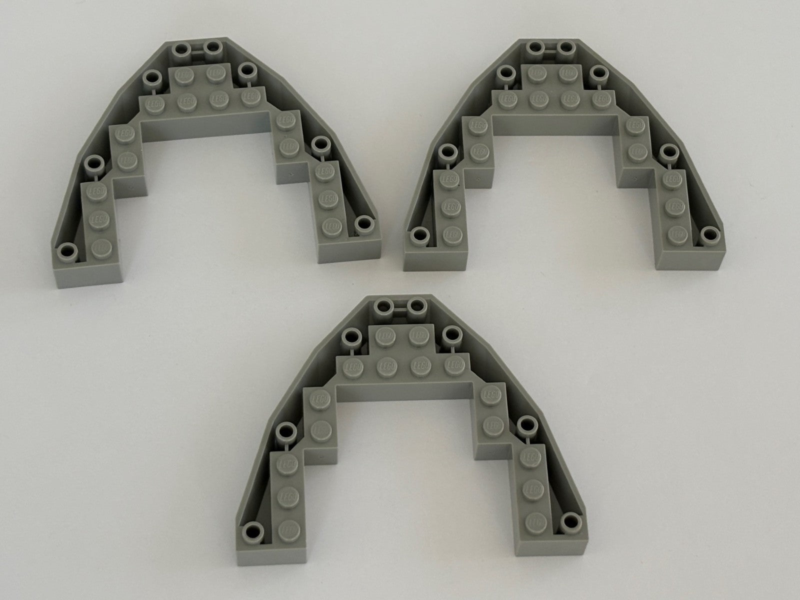 LEGO Boat Hull 2622  Lot of 3 Boat Base Bow Brick Wedge 8x10 Open Old Light Gray