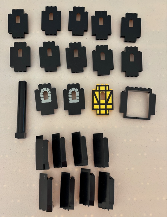 LEGO Lot of 23  Black Castle Window Wall Corner Panel Printed 6085 6086 (LotB)