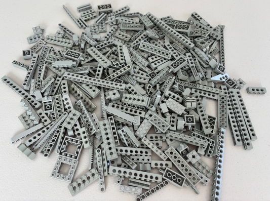 SHIPS FREE LEGO Lot of 110 PARTS 8 oz OLD LIGHT GRAY Technic Lift Arm Beam Brick