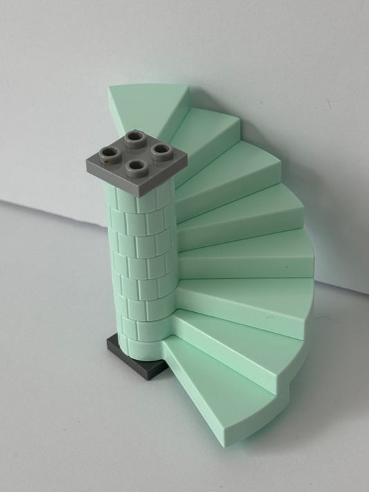 LEGO  Light Aqua Staircase Stairs Spiral Steps 8 w/ Support Pieces 40243 40244