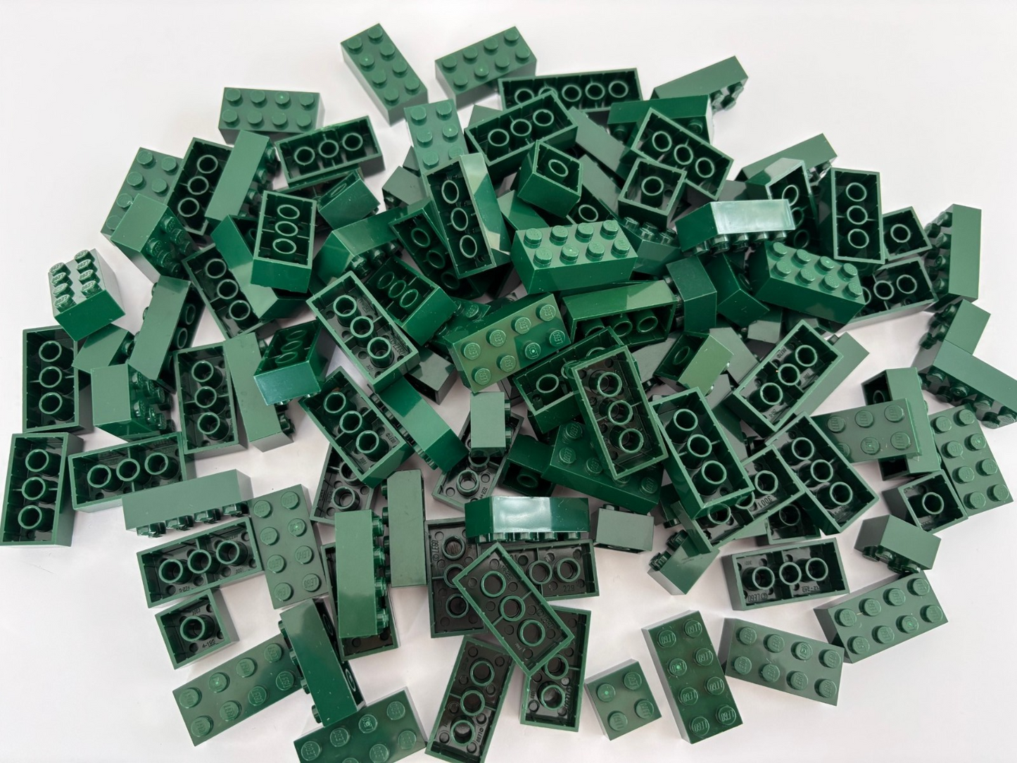 SHIPS FREE!! LEGO LOT OF 25 DARK Green 2x2 2x4 BIG BRICK PIECES 3001