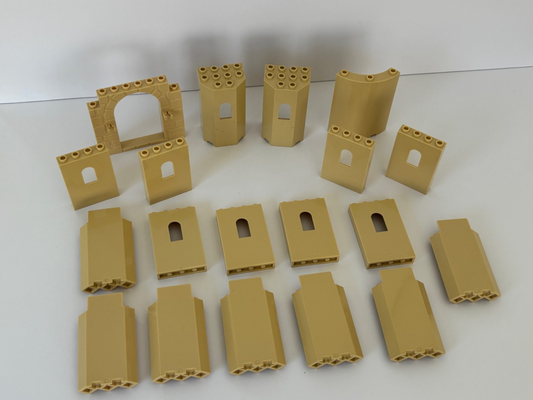 LEGO Tan Castle Walls Windows  Panels Lurp Rock Wall Parts Lot of 19 (Lot B)