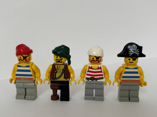 LEGO Pirates Minifigure Lot of 4 Pirate Sailor Peg Leg Eye Patch