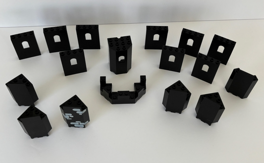 LEGO Lot of 17 Castle Wall Window Panel Black 3x3x6 Corner Printed Stone Turret