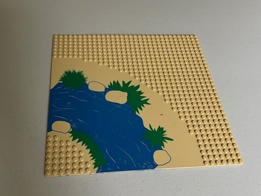 LEGO Baseplate 2359px1 32 x 32 Tan with Rocks Blue River Green Plants Pattern