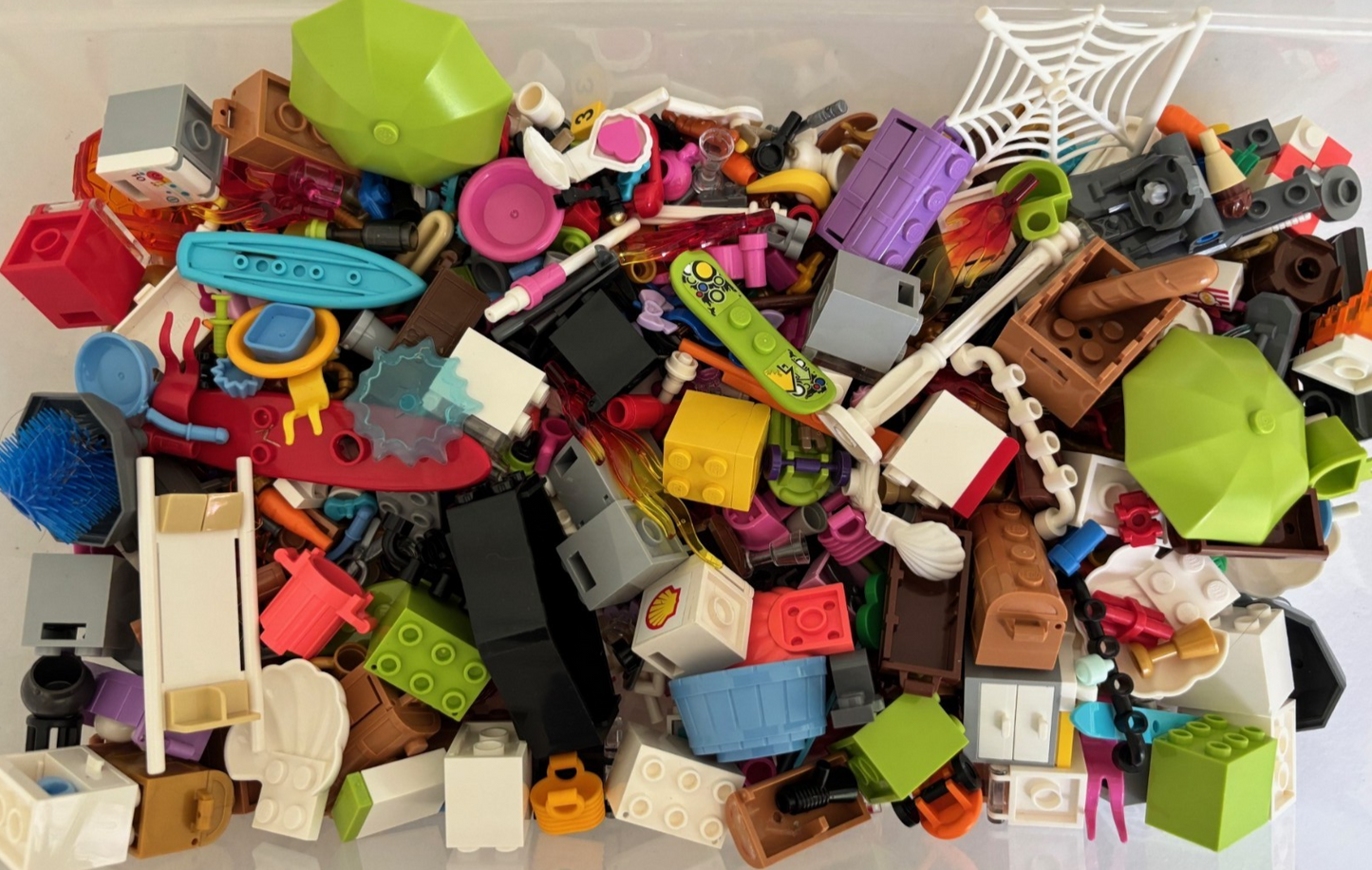 LEGO Minifigure Accessories Lot of 125 + Random Tools Weapons, Food, Guns, Wands