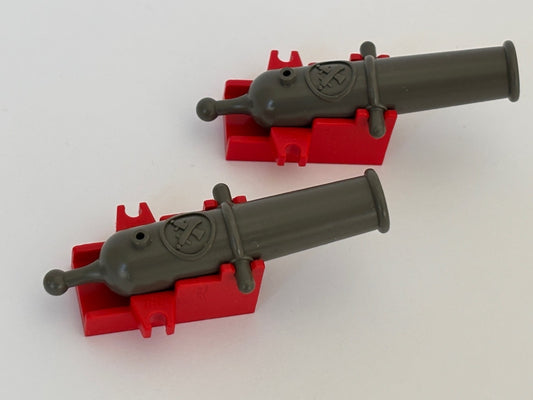 LEGO Lot of 2 Old Dk Gray Cannon Non Shooting w/ Red Base  6270 6245 2527