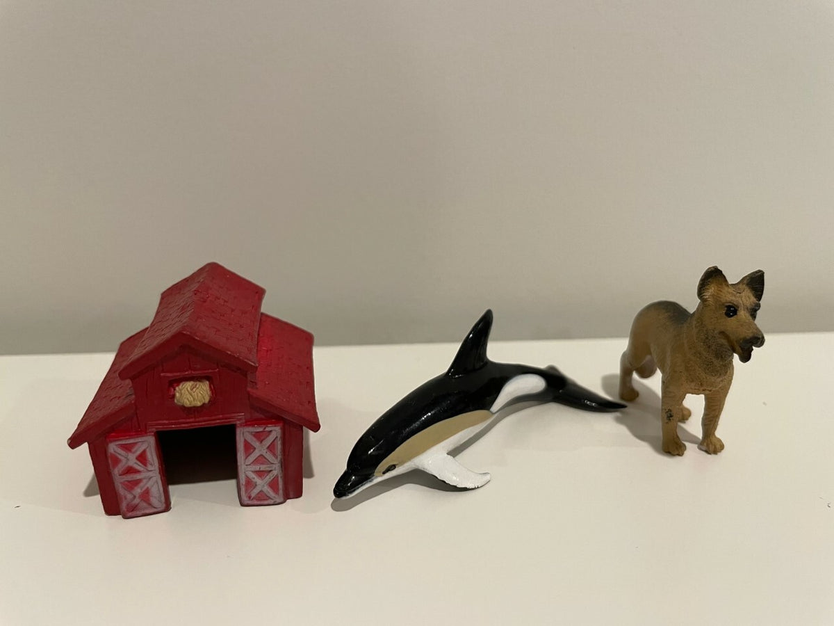 SAFARI LTD Lot of 5 Mythical Griffin, Harp Seal, German Shepard, Dolphin, Barn