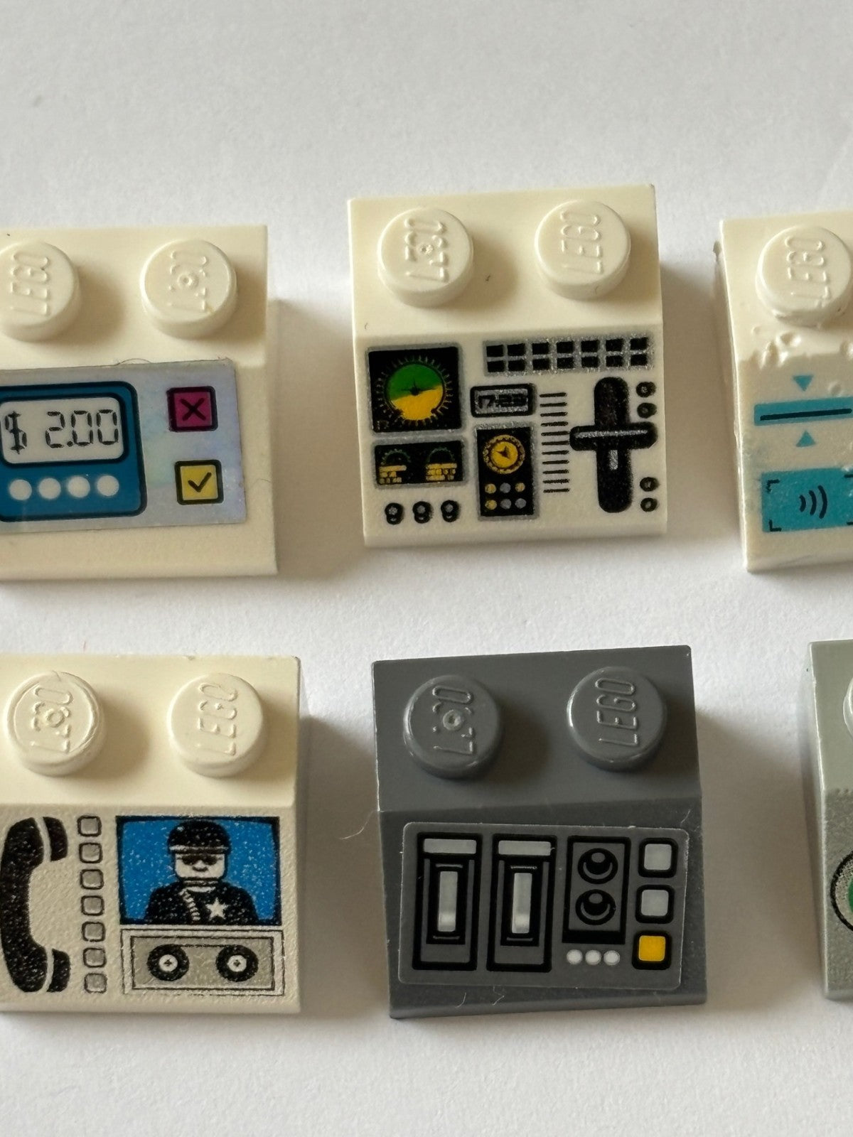 LEGO Lot of 12 Sloped Bricks printed pattern Control Panel Space Computer (#11)