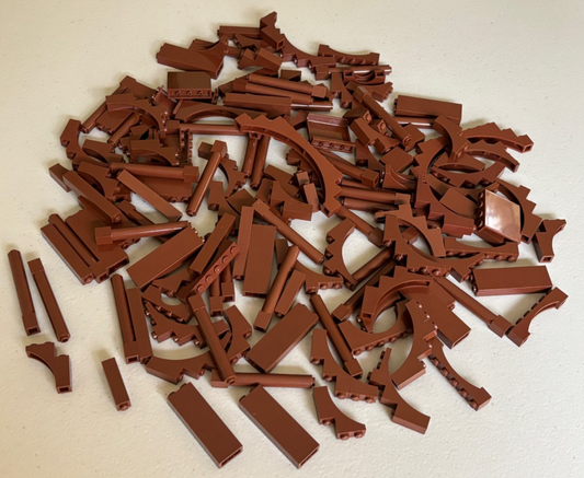 LEGO Lot of 50 REDDISH BROWN Castle Random Mix Arches Wall Panels Bricks Pillars