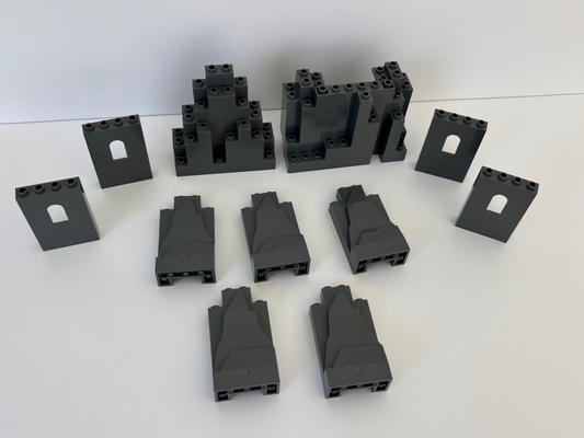 LEGO Lot of 11 Castle Window Rock Wall Panels Burp Lurp Dark Bluish Gray (Lot B)