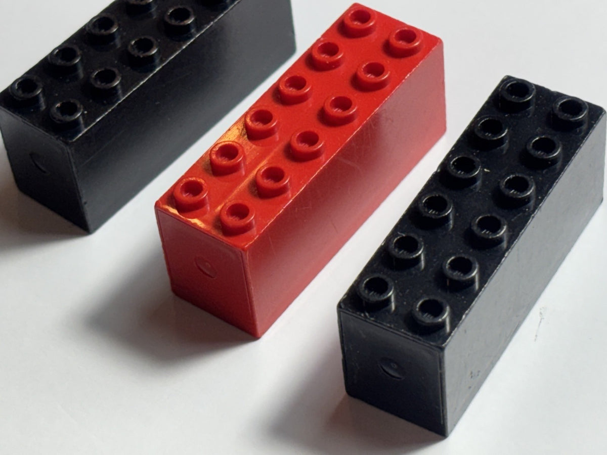 LEGO Vintage Red Black Brick Modified 2 x 6 x 2 Weight 73090b Classic Town City