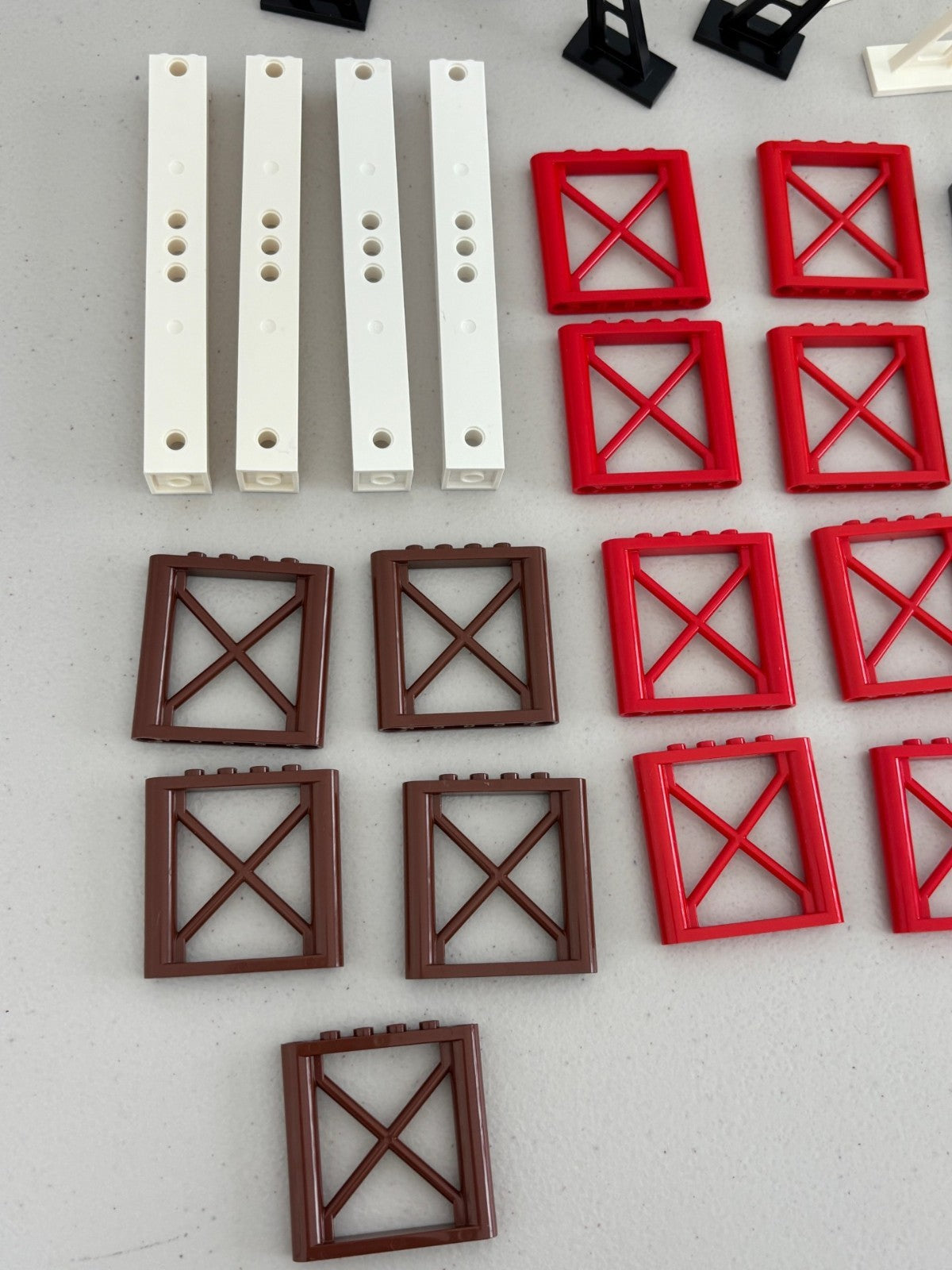 LEGO Lot of 36 Support Girders Columns 2x2x5 Triangular Red Brown White Gray (C)