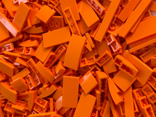 SHIPS FREE! LEGO Lot (60) ORANGE 2x4 1X2 1X3 1x4 1x6 1x8 Finishing Smooth Tile