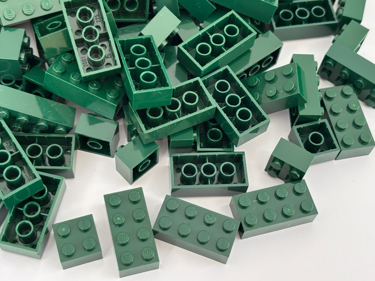 SHIPS FREE!! LEGO LOT OF 25 DARK Green 2x2 2x4 BIG BRICK PIECES 3001