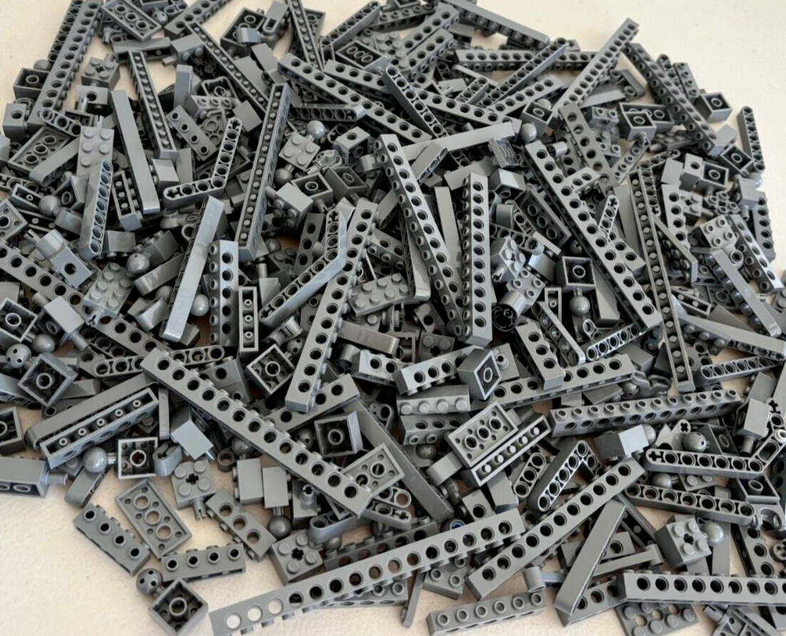 SHIPS FREE! Lego Huge Lot of 200 DARK Bluish Gray Technic Brick, Lift Arm, Parts