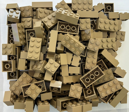 SHIPS FREE!! LEGO LOT OF 25 DARK TAN 2x2 2x4 BIG BRICK PIECES 3001