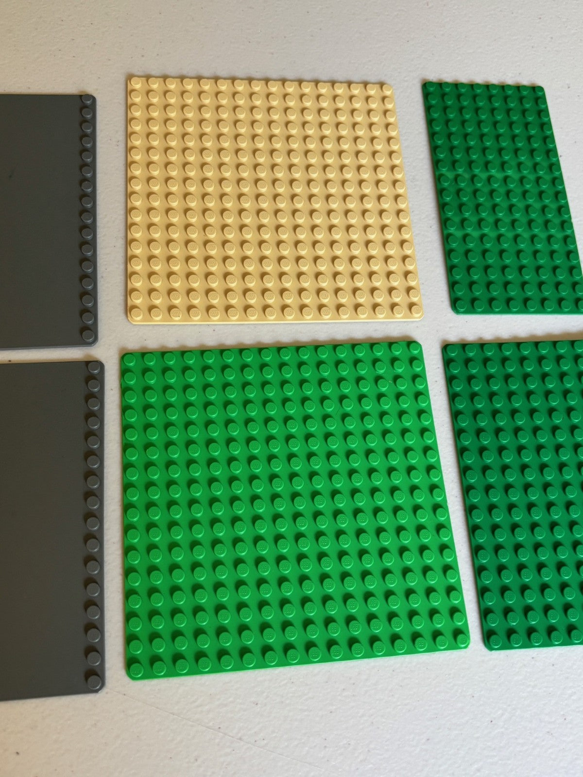 Lego Thin Baseplate Lot of 6 Classic Vintage Plates 16x16 8x16 Gray Tan Green