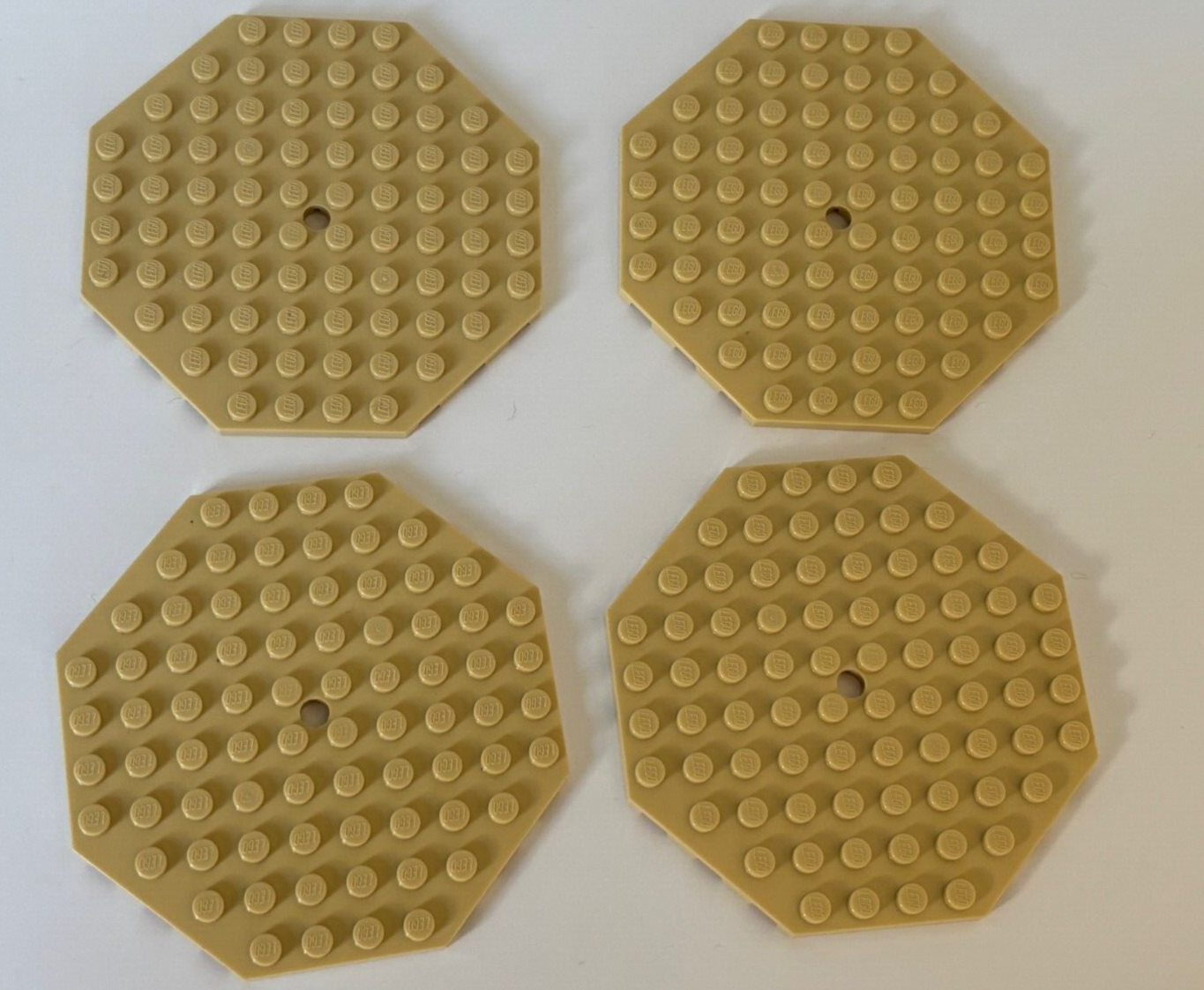 Lego TAN Plate Modified 10 x 10 Octagonal with Hole Lot of 4 89523