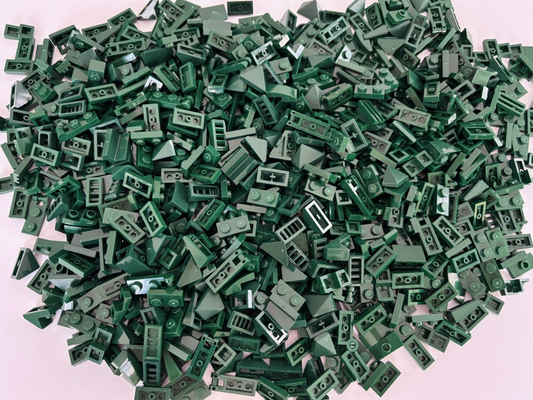 SHIPS FREE!! LEGO Lot of 100 DARK GREEN 1x2 Plate Tile Grill Handle Parts Mix
