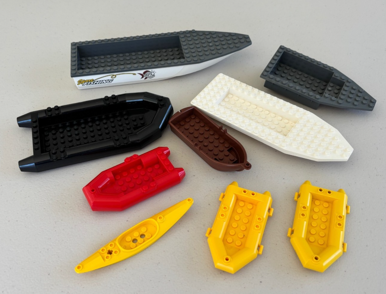 LEGO Lot of 9 Boat Raft Canoe Boat Hull Unitary Yellow Red Black Sport Fishing
